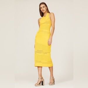 Esteban Cortazar x RTR Yellow Crochet Midi Dress Size XlL